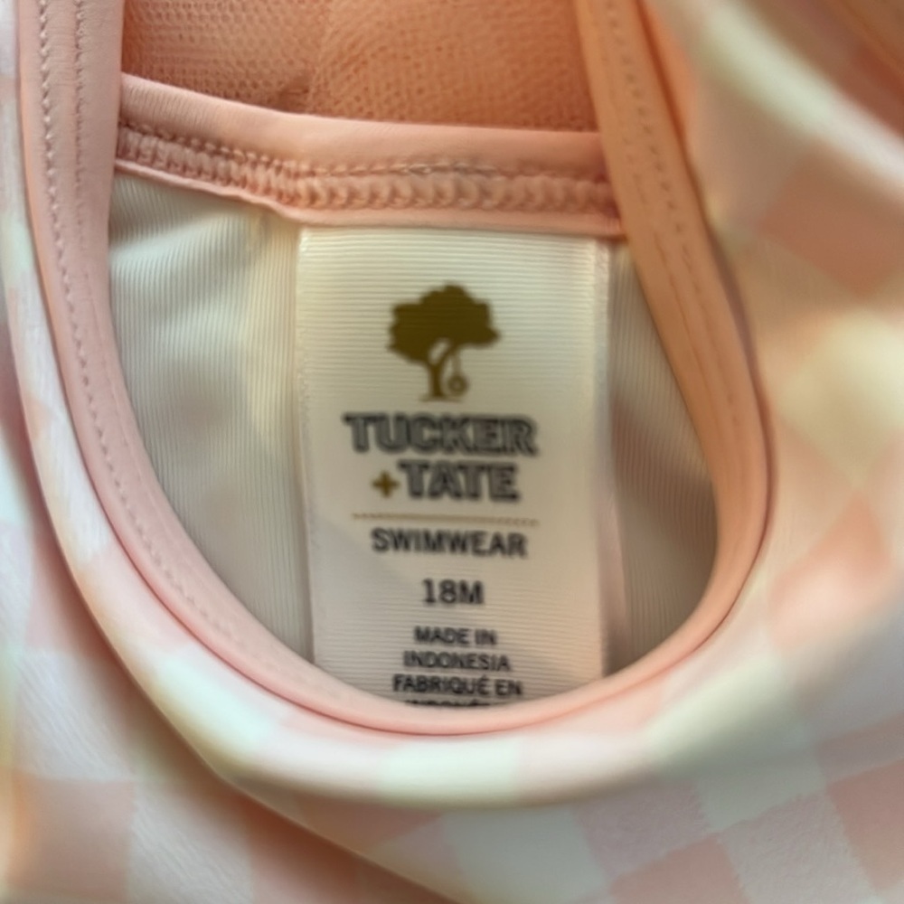 🆕Tucker + Tate Baby Girl Pink Cream Gingham Tutu One Piece Swimsuit::NWT SPF 50 - Picture 9 of 9